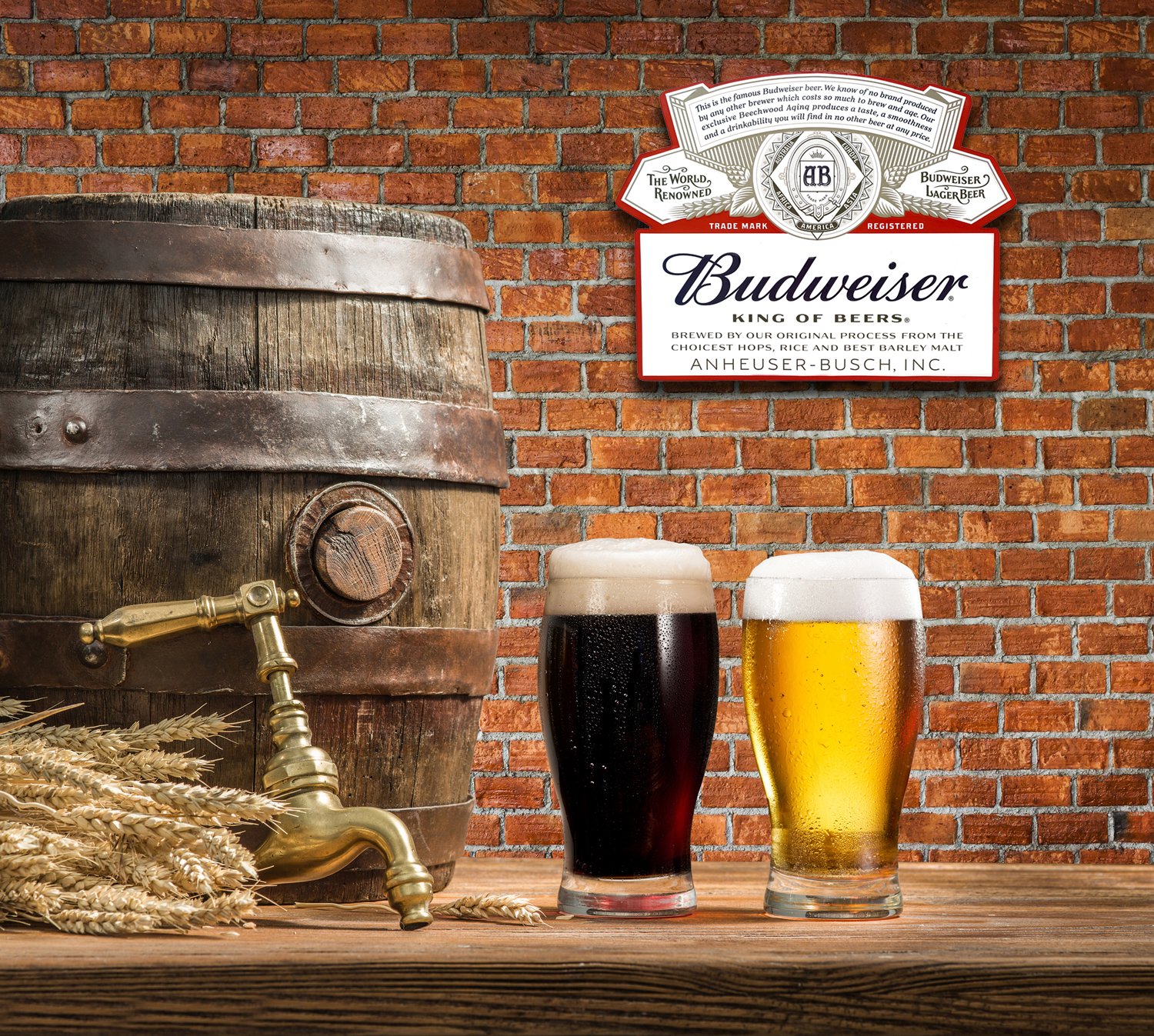 Budweiser Label Shaped & Embossed Metal Wall Decor Sign, Heavy